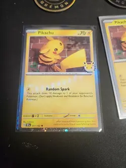 LOT OF 3 - Pikachu 051 /162 Stamped Promo 2026 Pokemon Day 30th TCG With Coins - Image 2