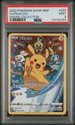2020 POKEMON SWSH BLACK STAR PROMO FIGURE COLLECTION #020 FULL ART/PIKACHU PSA 9 - Image 1
