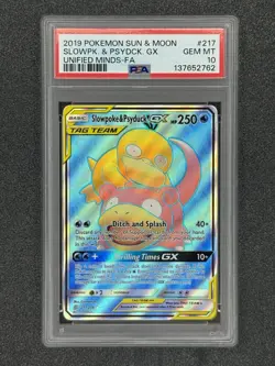 2019 Pokemon Sun & Moon Slowpk & Psydck GX Unified Minds - FA #217 GEM MT PSA 10 - Image 1