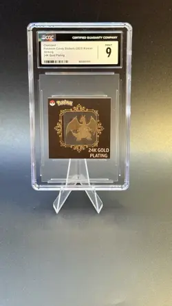 Charizard: Korean Popping Candy 24K Gold Plated Pokemon Sticker CGC Mint 9 - Image 1