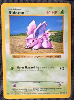 NIDORAN M 55/102 COMMON BASE SET SHADOWLESS POKEMON MP - Image 1