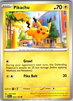 Pikachu 062/193 Common Paldea Evolved Pokemon NM - Image 1