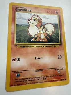 Pokemon TCG Growlithe Base Set 28/102 Regular Unlimited Uncommon - Near Mint - Image 2