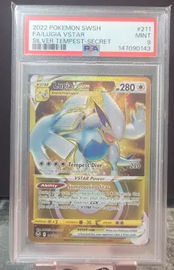 2022 Pokemon TCG Sword & Shield Silver Tempest Luiga VSTAR Gold 211/195 PSA 9 - Image 1