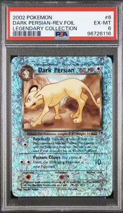 2002 Pokemon Legendary Coll. Dark Persian 6/110 Reverse Holo Rare PSA 6 POP 108 - Image 1