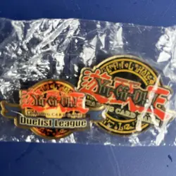 Two Yu-gi-oh Trading Card Game Duelist League 1996 Badge Hat Pins - Image 1