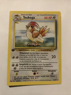 Pokemon TCG Tauboga (Pidgeotto) 22/102 German Base Set 1st Edition Rare Card - Image 1