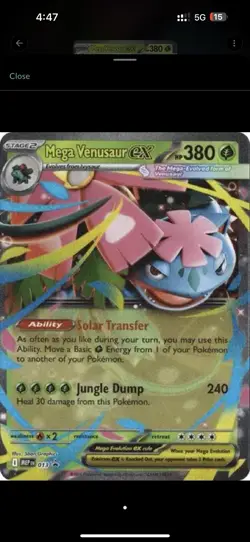 Mega Venusaur ex 013 Jumbo Cards Holo - Image 3
