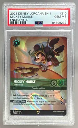 84699232 Mickey Mouse Artful Rogue 2023 Disney Lorcana #210 Enchanted PSA 10 - Image 1