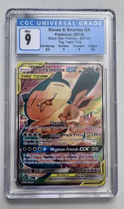 Pokemon Eevee & Snorlax GX Black Star Promo SM169 Tag Team Card CGC 9 - Image 1