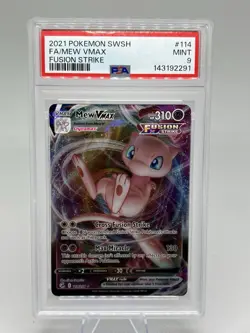 Pokemon Mew VMAX 114/264 Fusion Strike Full Art Ultra Rare PSA 9 310 HP - Image 1