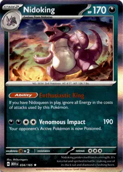 NIDOKING 034/165 R 151 POKEMON HOLO LP - Image 1