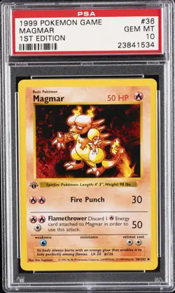 1999 POKEMON GAME 1ST EDITION #36 MAGMAR PSA 10 - Image 1