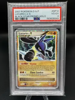 2007 Pokemon Diamond & Pearl Lucario LV. X #DP12 Holo Black Star Promo PSA 4 - Image 1