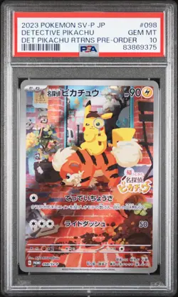 2023 POKEMON JAPANESE SV-P PROMO #098 DETECTIVE PIKACHU PSA 10 - Image 1