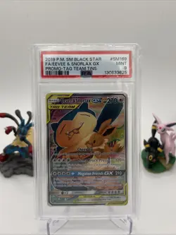 Eevee & Snorlax GX - SM169 - 2019 Pokemon Sun and Moon - Tag Team Tins - PSA 9 - Image 1