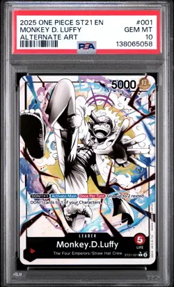 One Piece Monkey D. Luffy ST21 Gear 5 Alternate Art English ST21-001 PSA 10 - Image 1