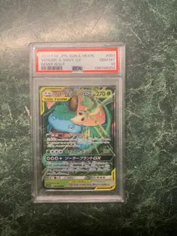 2019 POKEMON JAPANESE SUN & MOON REMIX BOUT #001 VENUSAUR & SNIVY GX PSA 10 - Image 1