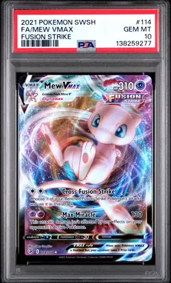 2021 Pokemon Sword & Shield Fusion Strike #114 Fa/Mew Vmax Fusion Strike PSA 10 - Image 1