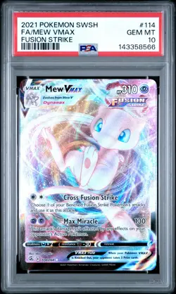 2021 Pokemon Sword & Shield Fusion Strike #114 Fa/Mew Vmax Fusion Strike PSA 10 - Image 1