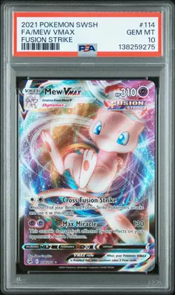 2021 Pokemon Sword & Shield Fusion Strike #114 Fa/Mew Vmax Fusion Strike PSA 10 - Image 1