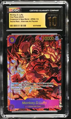 ONE PIECE Monkey.D.Luffy OP09-119 SEC Alt ART CGC 10 Pristine BLACK LABEL - Image 1