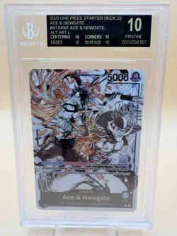 One Piece ST22 Ace & Newgate Black & White Alt Art BGS 10 BLACK LABEL - Image 1