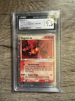 CGC 9.5 MINT+ Magmar ex 2003 EX Ruby & Sapphire 100/109 Holo Pokemon Card - Image 1