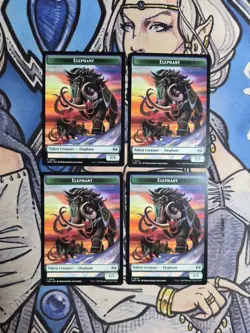 4x Elephant (5,5) / Treasure Dual-Sided Tokens - NM/M TDM MTG Magic - Image 1