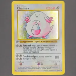 Chansey 1st Edition Shadowless Holo Base Set 3/102 Moderately Played Pokemon TCG - Image 1