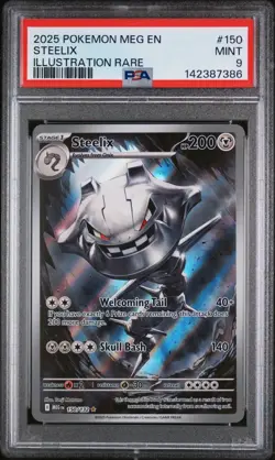 Pokemon Steelix Me01 Mega Evolution Illustration Rare 150/132 Holo PSA 9 2025 - Image 1