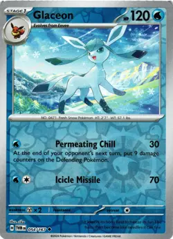 Pokemon TCG Glaceon 054/167 Reverse Holo SV06: Twilight Masquerade NM - Image 1