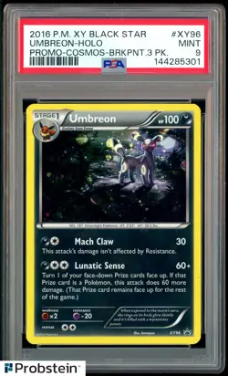 2016 Pokemon XY Black Star Promo Cosmos #XY96 Umbreon Holo Swirl PSA 9 MINT - Image 1