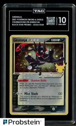 2021 Pokemon Celebrations SWSH144 BSP Promo Greninja Gold STAR TAG 10 GEM MINT - Image 1