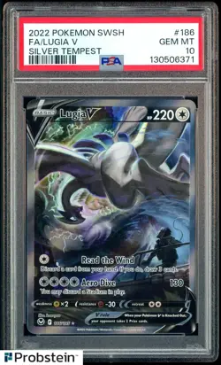 2023 Pokemon SWSH Silver Tempest #186 FA/Lugia V PSA 10 GEM MINT - Image 1