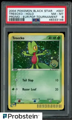 2004 Pokemon Black Star Promo European Pop Tournament #007 Treecko Holo PSA 8 - Image 1