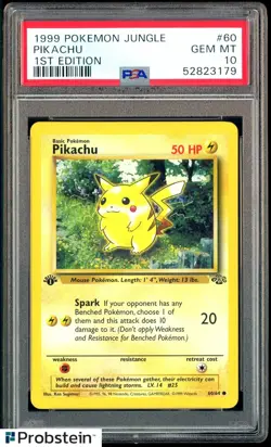 1999 Pokemon Jungle 1st Edition #60 Pikachu PSA 10 GEM MINT - Image 1