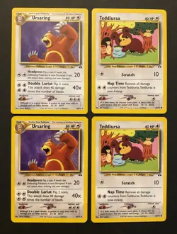 Ursaring 34/75 (2) & Teddiursa 65/75 (2) Neo Discovery 2001 Pokemon - Image 1