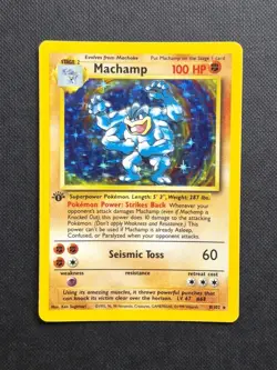 VINTAGE 1999 Pokemon Machamp 8/102 1st Edition Holo Base Set EXCELLENT FREE POST - Image 1