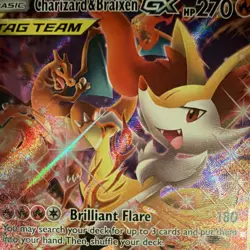 🦊🔥 Pokemon Charizard & Braixen GX TAG TEAM Promo Holo SM230 Basic 270 HP - Image 2