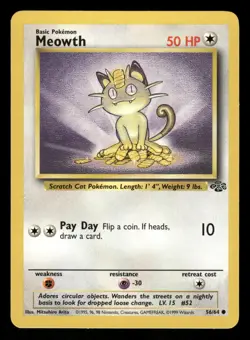 Meowth 56/64 NM Common Jungle 1999 Pokemon TCG - Image 1