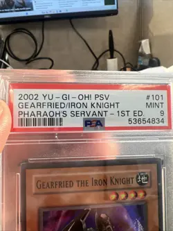 YUGIOH! PSA 8 NM-MT 2002 GEARFRIED THE IRON KNIGT PSV-101 1st Edition SUPER RARE - Image 3