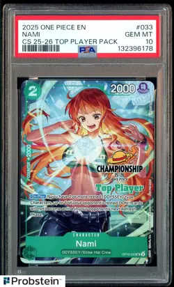 2025 ONE PIECE EN CS 25-26 TOP PLAYER CHAMPIONSHIP OP10-033 NAMI PSA 10 - Image 1