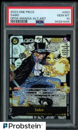 2023 One Piece OP04 EN Manga Alternate Art #083 Sabo PSA 10 GEM MINT - Image 1