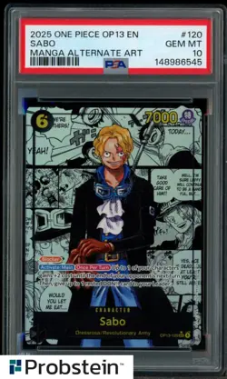 2025 One Piece OP13 EN Manga Alternate Art #120 Sabo PSA 10 GEM MINT - Image 1