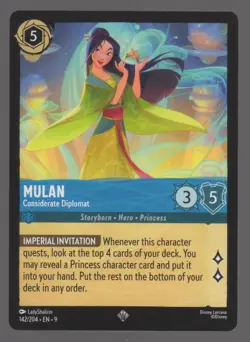 Disney Lorcana Fabled MULAN Considerate Diplomat Super Rare #142/204 - Image 3