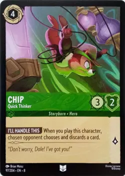 97/204 CHIP QUICK THINKER EN8 UNCOMMON DISNEY LORCANA CARD - Image 1