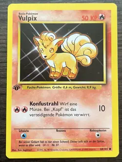 1st Edition GERMAN Vulpix 68/102 Pokemon TCG WOTC Base Set MINT - Image 1