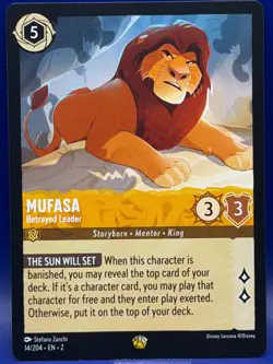 Disney Lorcana Mufasa Betrayed Leader 14/204 Legendary EN2 Rise of the Floodborn - Image 1