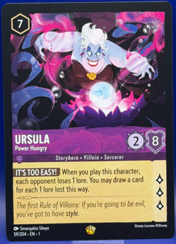 Disney Lorcana Ursula Power Hungry 59/204 Legendary EN 1 The First Chapter - Image 1
